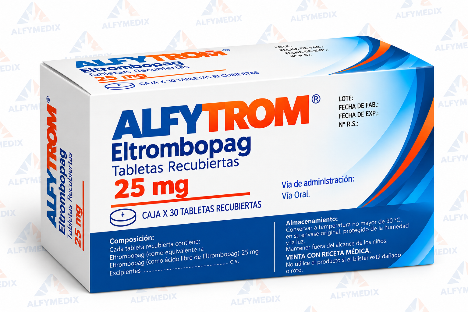 Caja farmacéutica Alfytrom 25 mg